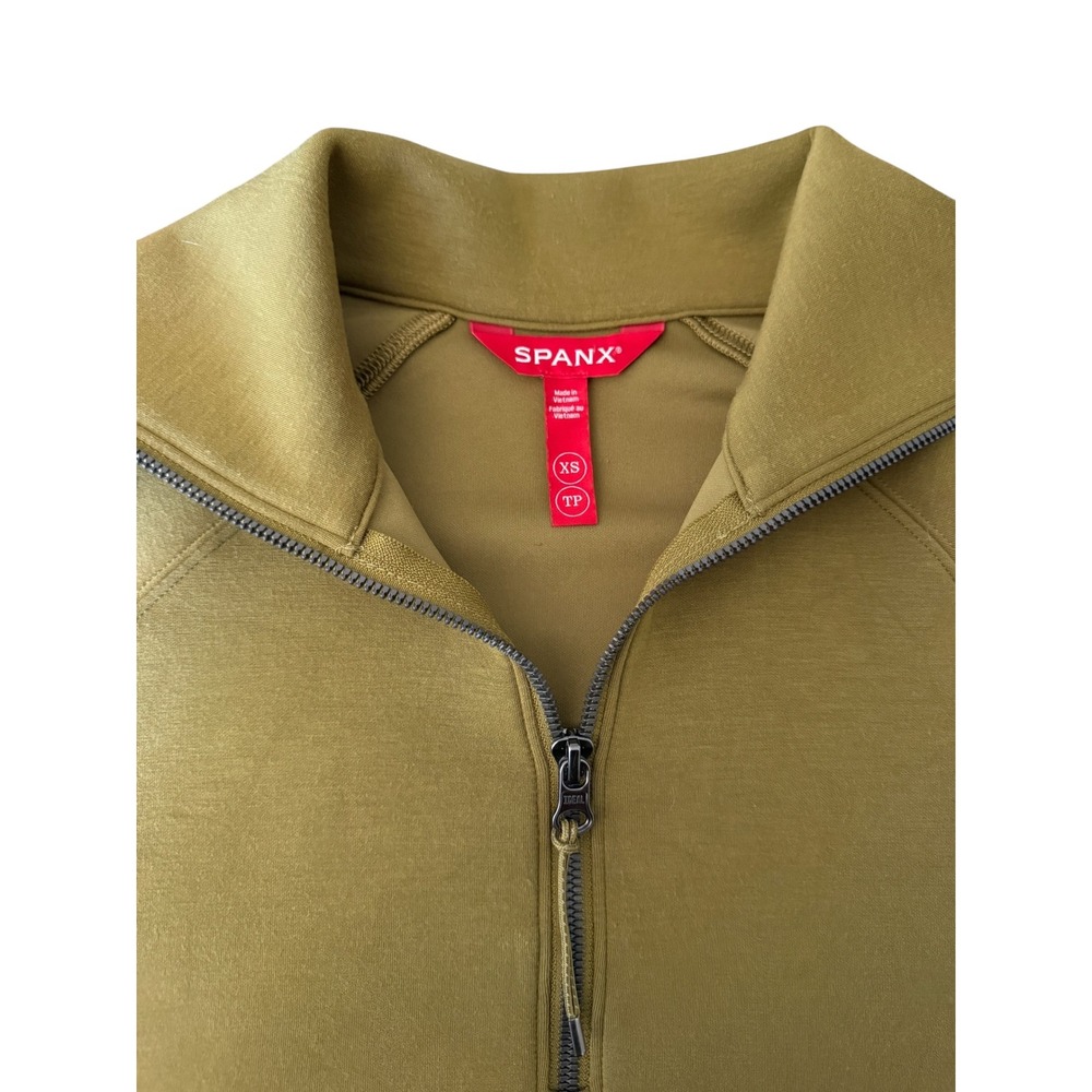 Spanx AirEssentials Half Zip Pullover Olive Green Sweatshirt XS 49202R - Picture 2 of 6